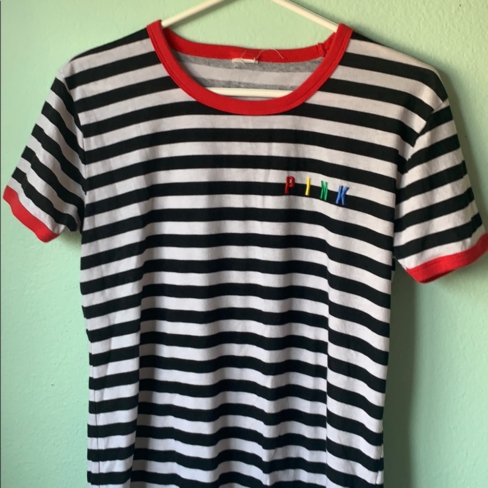 striped “pink” shirt
